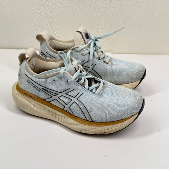Asics Womens Gel Nimbus 25 Running Shoes Light Blue Mesh Performance Wear Size 8 - Picture 1 of 16